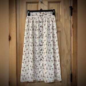 🆕 Never A Wallflower | Floral Cottagecore Snap Button Front Midi Skirt XS
